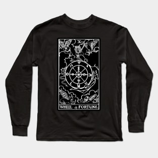 X. Wheel of Fortune Tarot Card |Obsidian and Pearl Long Sleeve T-Shirt